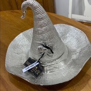 NWT.  Broomstick Blvd., witche’s hat, metal, chip and dip tray.